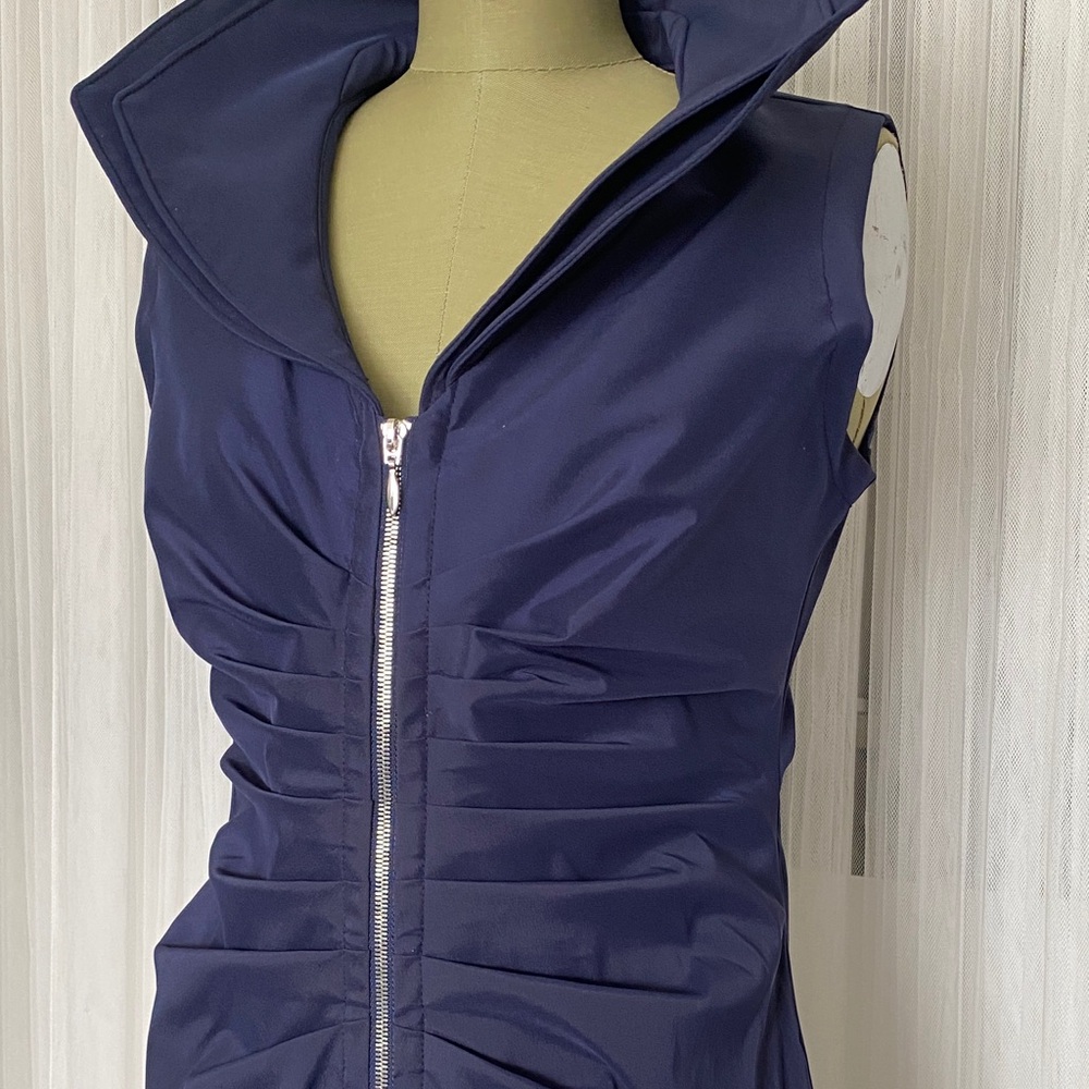 Joseph Ribkoff Navy Sleeveless Zip-Up Midi Dress Size 10 - Picture 5 of 16